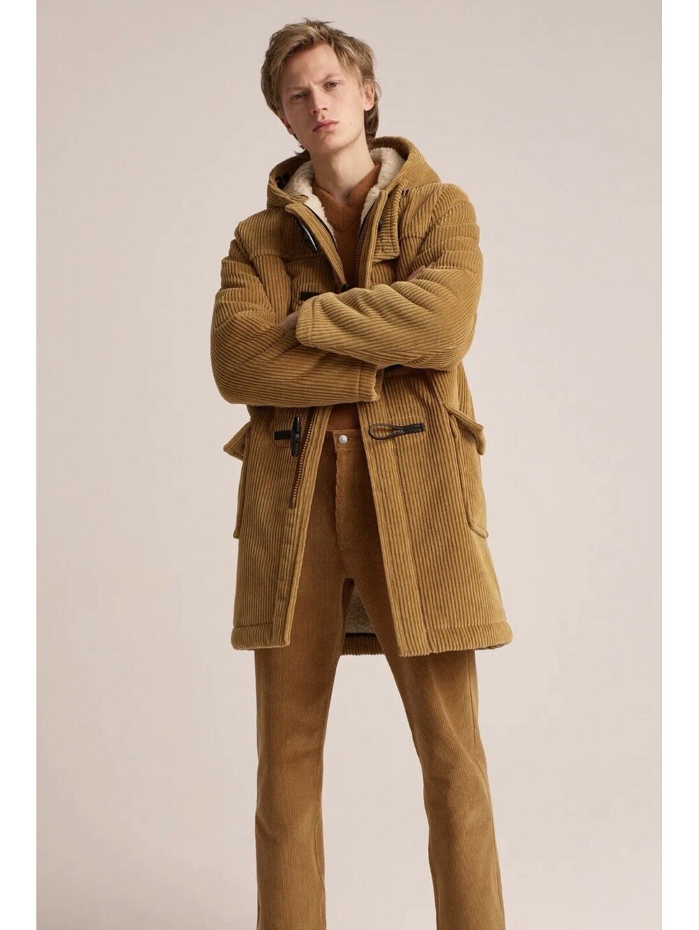 Sandro corduroy Duffle Coat With Sherpa Lining Sz M